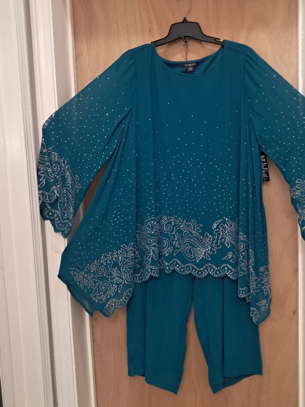 NWT Roaman's Plus Size 20W Teal Sequins Formal 2-Piece Dress Set Wedding